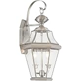 Livex Lighting 2261-91 Georgetown 2 Light Outdoor Wall Lantern, Brushed Nickel