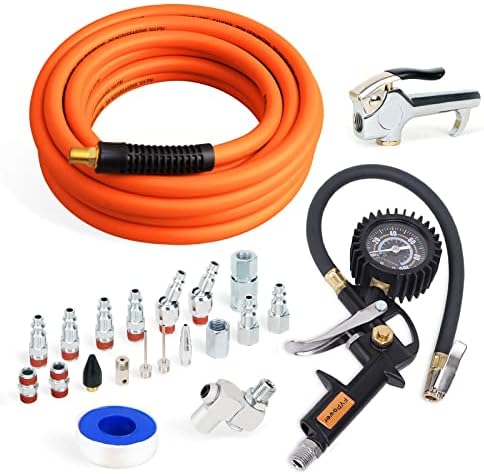 thumbnail image 2 of Air Compressor Whip Hose 3/8" X 10ft - Hybrid Flexible Hose With Quick Couplers 2 of 10