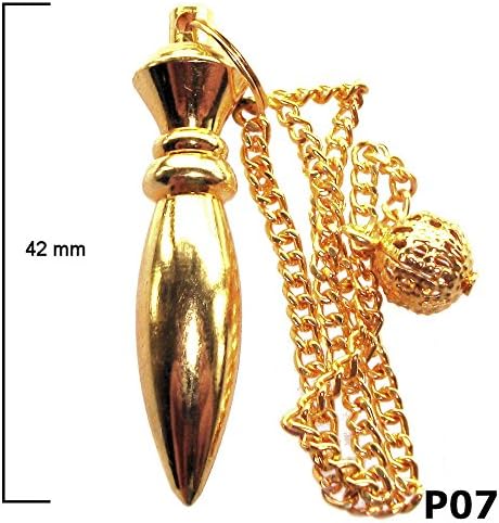Green Cross Toad Egyptian Metal Dowsing Pendulum with Keepers Pouch for Reiki Healing and Divination (P07, Gold)