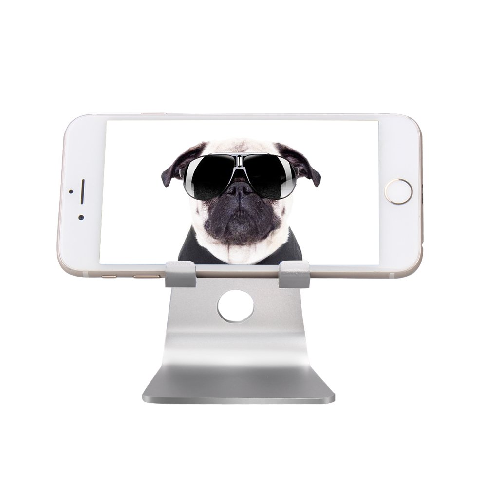 Cell Phone Holder Mfeel Adjustable Phone Stand Tablet Holder for iPhone 8 X 7 Plus 6 6S 5 5S, iPad 2/3 Air Mini Samsung Galaxy S8 S7,Switch Accessories Desk- Bright Sliver