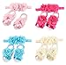 Roewell® 4 Sets of Baby's Headbands/Hair Bows and Barefoot Flower Feet Accessories (set3)