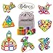 AMOSTING Magnetic Blocks for Kids, Magnetic Tiles Building Blocks Set STEM Educational Toys for Boys and Girls with Storage Bag - 64pcs