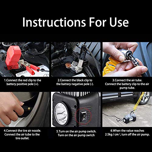 image for KONDUONE 12V Tire Inflator - Dual Cylinder Air Compressor Pump, Heavy 