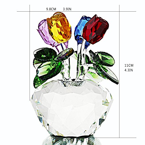 Figurine Porte-Bonheur Trèfle à 4 Feuilles En Cristal K9 - Décoration Élégante, Cadeau Pour Maman, Femme (Vert)