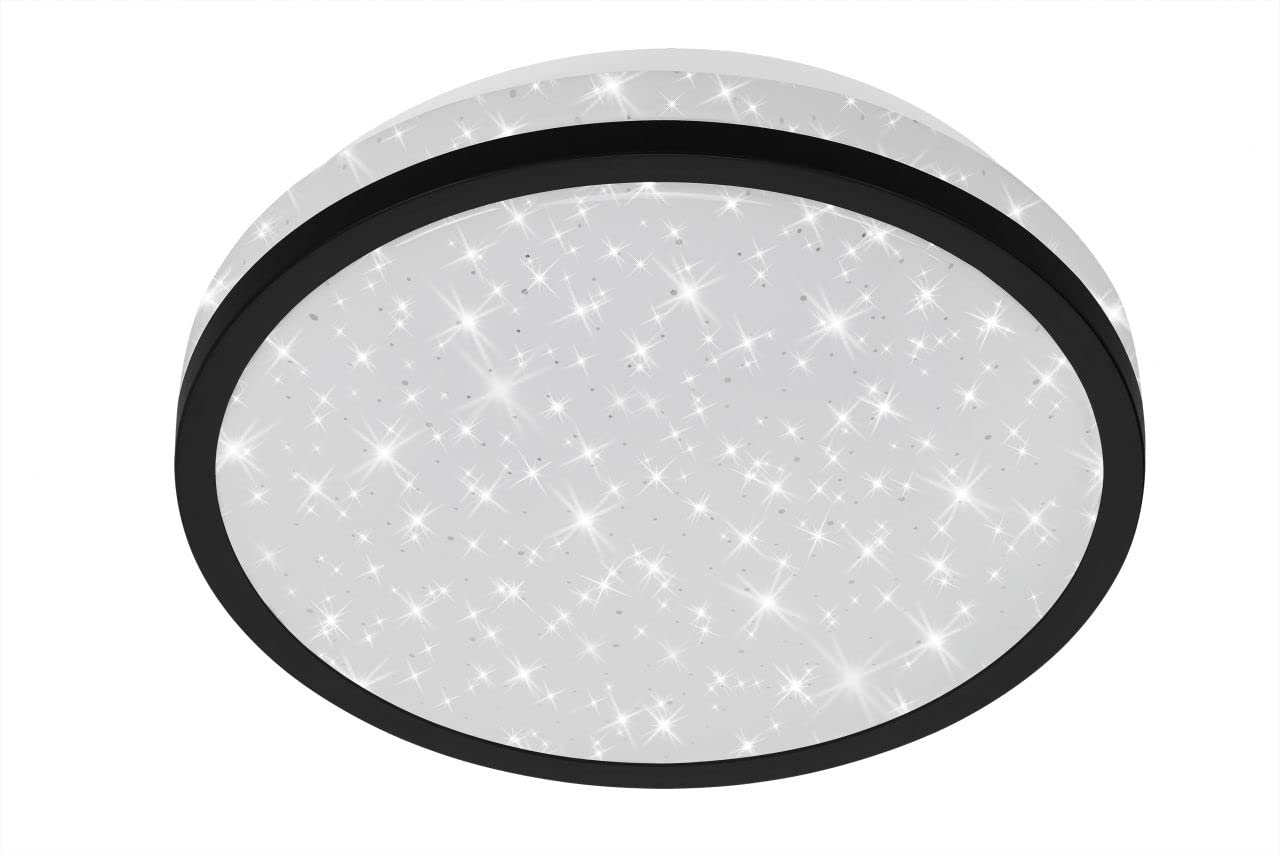 BRILONER Leuchten - LED Ceiling Light, Ceiling lamp incl. Starry Decorations, 10 watts, 900 Lumen, 4000 Kelvin, Black and White, Ø 21.7 cm