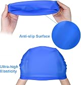 Darbermu Kids Waterproof Silicone Swimming Cap Blue 22x19cm view 3