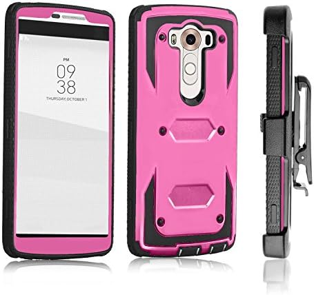 for LG V10 Cover QAenly Creative Hybrid Cover Heavy Duty Rugged Dual Layer Cover with kickstand for LG V10 Pink