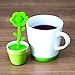 Live Infused Premium Tea Infuser Set, Silicone Infuser, Ceramic Flower Pot Holder and Ceramic Tea Mug with Built in Removable Coaster