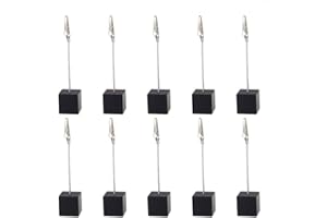 SENOVER 10pcs Table Number Holder Name Place Card Holder Memo Clip Holder Stand Note Holder Pictures Card Paper Menu Clip (Black)