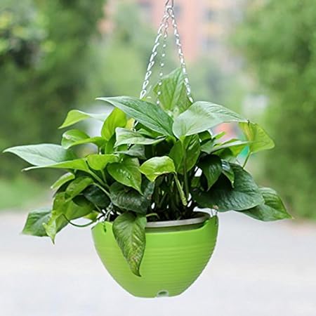 Antier Hanging Flower Plant Pot Chain Basket Planter Holder Garden Plant Pot Plastic (Multicolor)