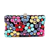 HMaking Women's Evening Bag Clutch Crystal Clutch Colorful Acrylic Crossbody Shoulder Purse