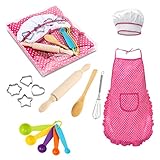 Glonova Chef Set for Kids, 17 Pcs Children Cooking Set for Boys Girls Toddler Role Play Cook Costume with Apron, Chef Hat, Utensils, Cooking Mitt