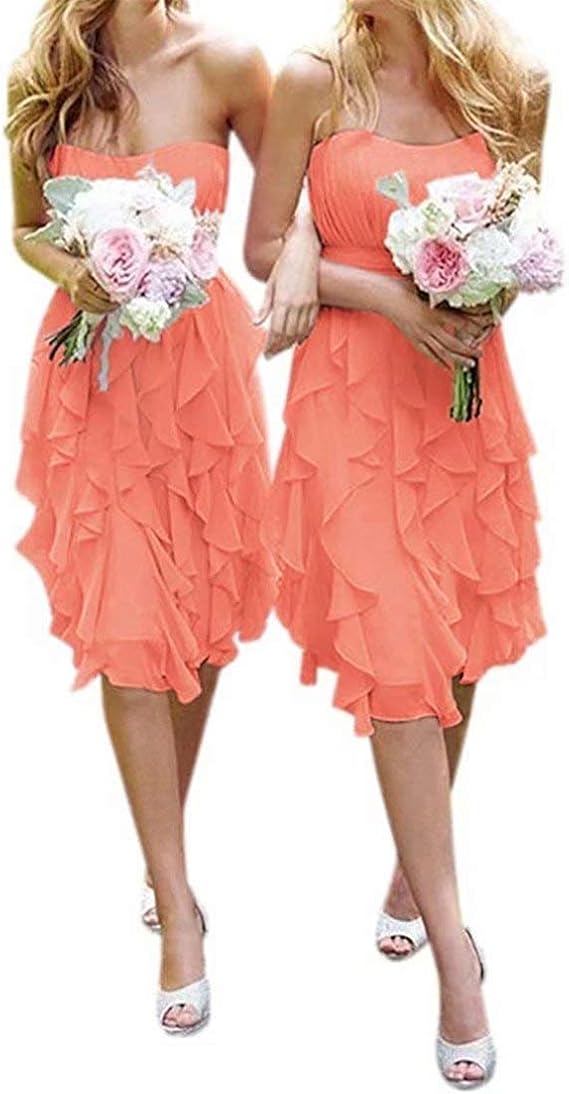 women's knee length country bridesmaid dress western wedding guest dress