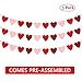 JOZON 4 Pack Felt Heart Valentine’s Day Garland Banner Valentines Day Heart Decorations for Anniversary Wedding Engagement Party Home Office Wall Decorations Supplies (Red, Pink and Dark Red Color)