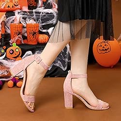 Allegra K Women's High Chunky Heel Buckle Ankle