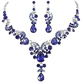 Unicra Bride Wedding Jewelry Sets Crystal Bridal Necklace Earrings Set Rhinestone Choker Necklace Prom Costume Jewelry for Women and Brides