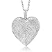 Gem Stone King Locket Pendant Necklace Charm 1.5inches Engraved Flowers Heart Shape + 28 Inch Chain