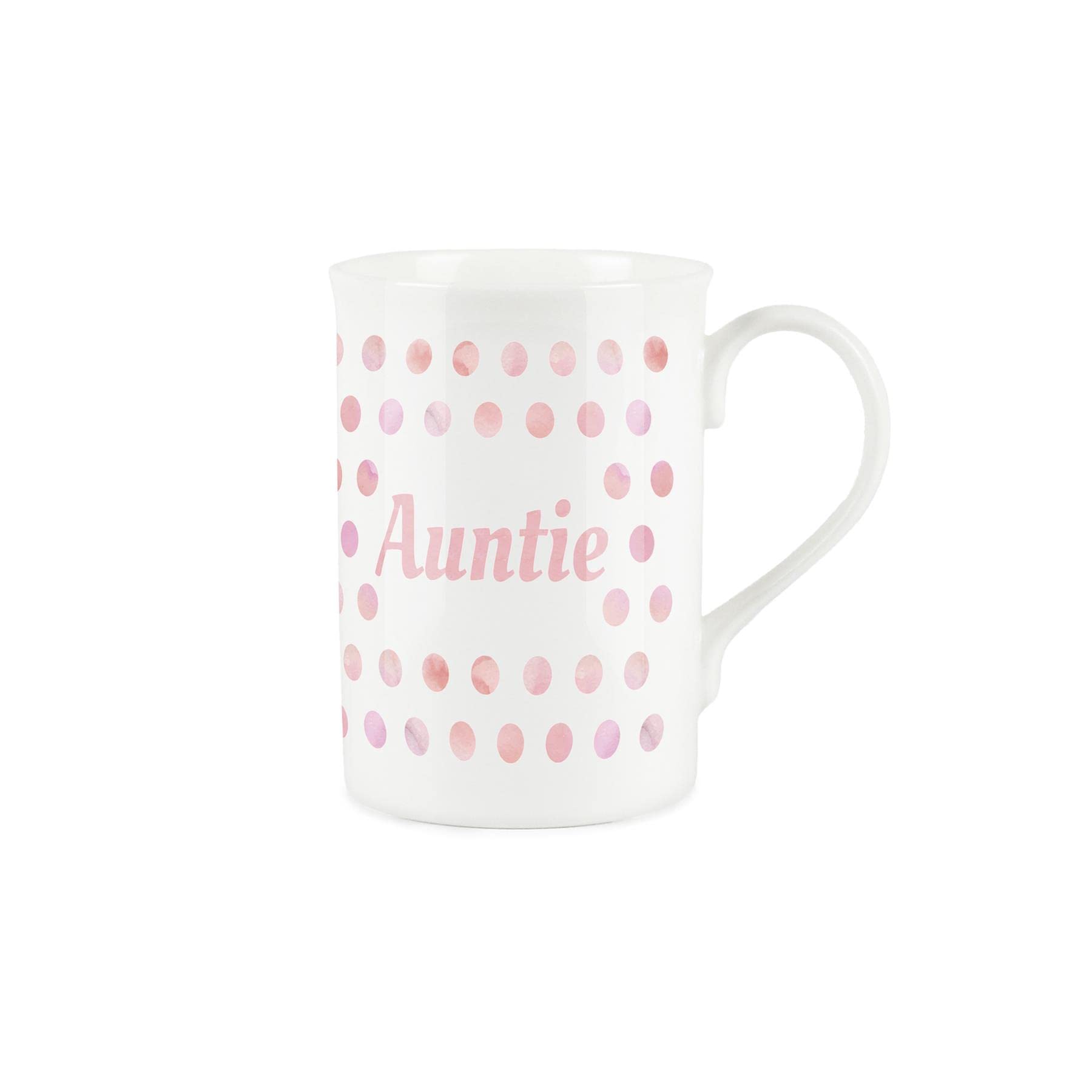 Purely Home Pink Polka Dots Spots Auntie Mug - Fine Bone China Gift/Present Mug for Aunt