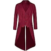 MOFOVELY Mens Pirate Coat Steampunk Jacket Tailcoat Renaissance Jacket Halloween Hatter Costume
