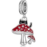 SVODEA Mushroom Charm 925 Sterling Silver Mushroom Cat Charm Mushroom jewelry Gifts for Women