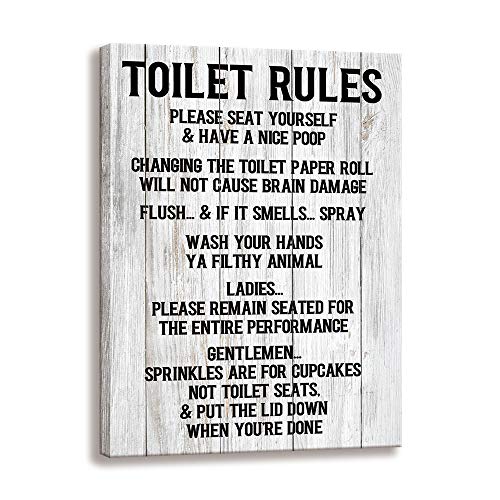 Toilet Rule SignPlease Seat, Family Wall Art Signs Vintage Bathroom or