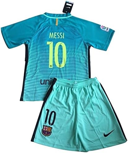 2016/2017 Messi #10 FC Barcelona Champions League Third Jersey & Shorts for Kids/Youth (7-8 Years Old)