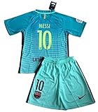 Messi #10 FC Barcelona 2016-2017 Champions League 3rd Jersey with Shorts for Kids