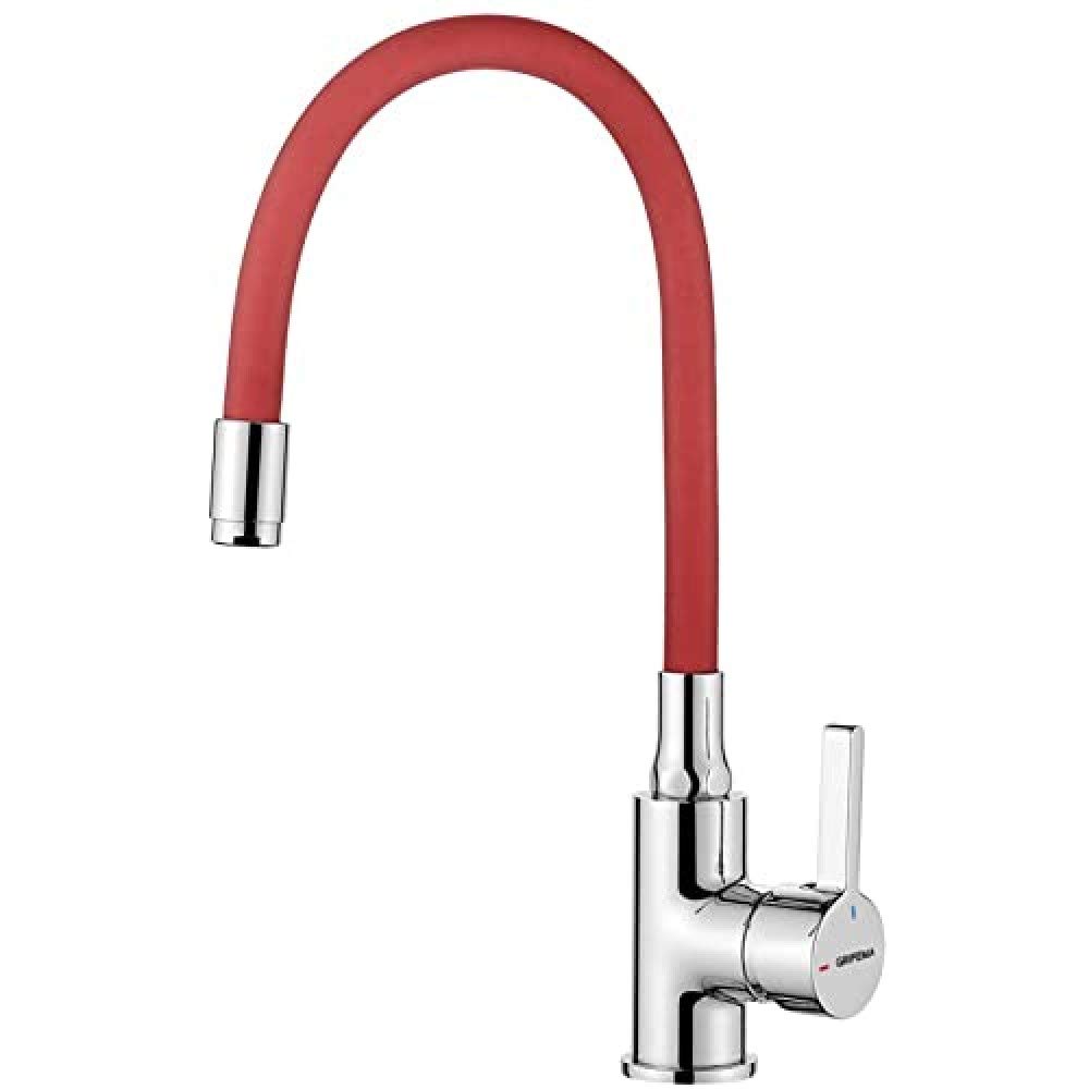 GRIFEMA-Irismart-Grifo-monomando-para-cocina-Mezclador-de-fregadero-con-cano-flexible-Color-Rojo-Plata-38-de