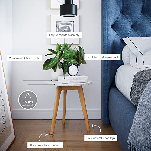 Nathan James Amalia Solid Wood Legs Accent End or Side Table, Light