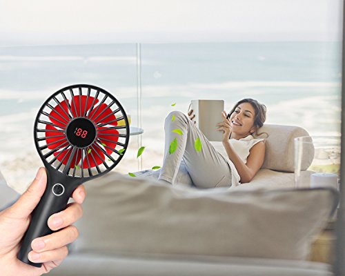 Skyreat Portable Mini Personal Battery Handheld Fan with LCD Dispaly Design,Rechargeable USB 2500mAh Battery Operated hand fan Strong Wind for Travel Home and Office - Thumbnail 4