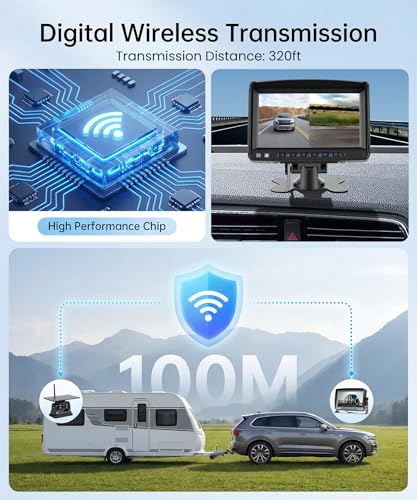 Rimoody WiFi Solaire Caméra de Recul sans Fil Caméra de Recul Magnétique avec Batterie 10000mAh & Recharge Type C, 7 Pouces IPS Écran IP69 Étanche Vision Nocturne pour Camion/Bus/Caravane/Camping Car