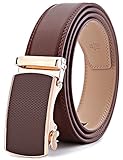 BULLIANT Men Belt, Genuine Leather Ratchet Belt for Men With Designed Slide Buckle, Trim to Fit (34-44in, Light Brown01)