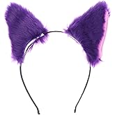 Cat Fox Wolf Fur Ears Headband Halloween Anime Cosplay Party Costume Hairbands Cute Plush Animal Furry Ears Hair Hoops Headdress for Women Girls