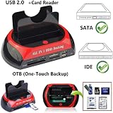 USB 2.0 Docking Station Dual Bay 2.5/3.5" HDD SSD SATA IDE Clone OTB view 6