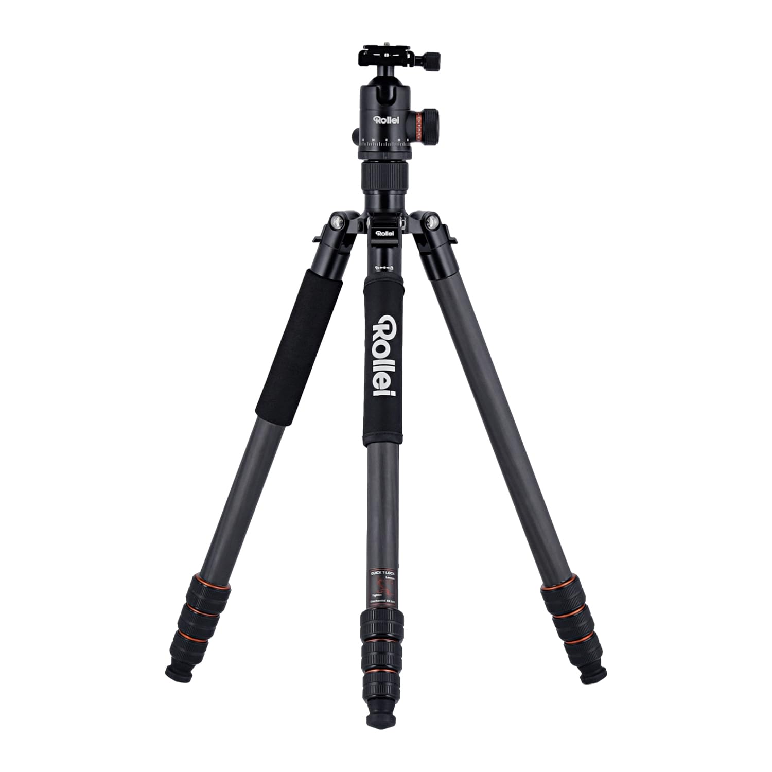 Rollei C6i Kamerastativ Carbon Schwarz, 172cm Stativ Kamera Kompakt mit Kugelkopf Leichtes Foto Reisestativ für DSLR 4-in-1 Fotostativ mit Monoppod Funktion Arca Swiss Stativ für Kamera & Smartphone