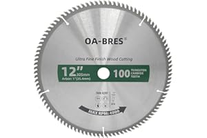 OA-BRES 12-Inch Miter/Table Saw Blades, 100-Tooth ATB TCT Ultra Fine Finish Wood Cutting Circular Saw Blade with 1-Inch Arbor