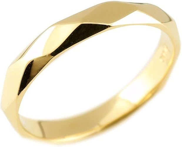 Amazon アトラス Atrus リング メンズ 18金 イエローゴールドk18 ダイヤ柄 指輪 カットリング 菱形 地金 1号 ジュエリー 通販