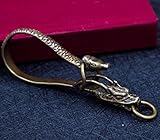 Dragon Horse Fob Solid Brass Wallet Chain Key ring Belt Hook Keychain Pendant Christmas Mens Gift 28x82 mm