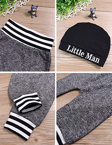 Newborn Baby Boy Clothes New to The Crew Letter Print Romper Long Pants Hat 3PCS Outfits Set Breathable and Soft (O-White, 9-12 Months)