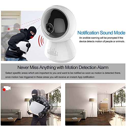 WiFi IP Camera - 180 Degree 1080P Full View Wireless Home Security Surveillance System Night Vision Remote Baby Monitor Pet Dome Cameras Infrared IR-Cut Motion Detection for iOS Android - Thumbnail 3
