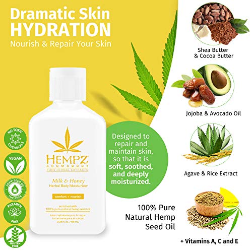 Hempz Milk & Honey Herbal Body Moisturizer with Jojoba Seed, Cocoa