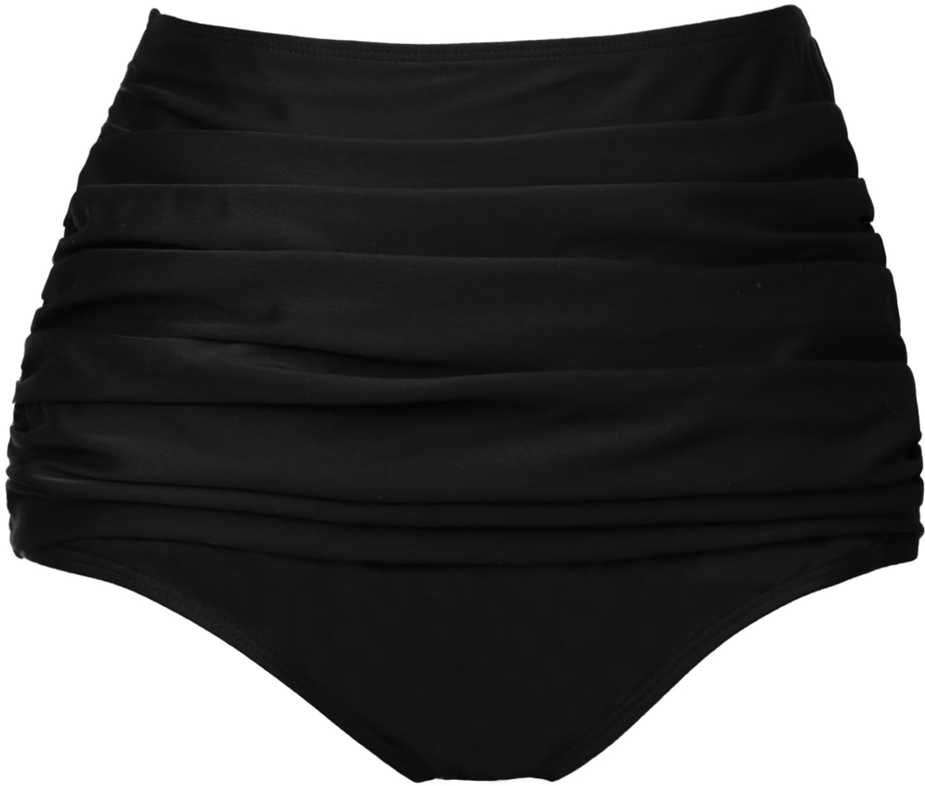 Photo 1 of COCOPEAR Women's High Waisted Full Coverage Bikini Bottom Ruched Bathing Suit Bottoms for Women Tummy Control Swim Bottoms Black S