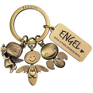 FABACH Schutzengel Schlüsselanhänger 3 Engel mit Gravur – Auto Schlüsselanhänger aus Metall mit Botschaft für Autofahrer…