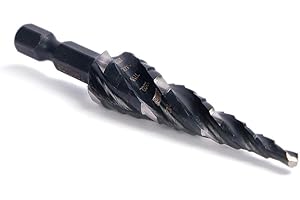 PANOVOS Four Spiral Flute M35 Cobalt Step Drill Bit Set 1/8" - 1/2"(13 Sizes),Impact Ready Four Flute Step Drill Bit,1/4" Hex Shank Step Bits for Metal, Stainless Steel, Aluminum, Wood, Plastic