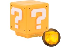 Syryia Super Bros Question Block Night Light, Gamer Lamp with Sound Effects for Kids Gift, Rechargeable Light Up Decorations for Room