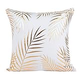 Clearance! Wearefin Gold Foil Printing Pillow Case Sofa Waist Throw Cushion Cover Home Decor (White D)