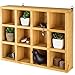 MyGift Wood Shadow Box 16x12, Wall Mounted Display Shelf with 12 Cubed Compartments