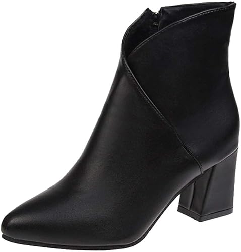 Amazon 花千束 6cmヒール チェルシーブーツ レディース 無地 ポインテッドトゥ ブーティー オフィス 通勤 デート 人造革 ショートブーツ アンクルブーツ スクエアヒール 人気 プレゼント ウィンターブー 冬靴 花千束 ブーツ ブーティ