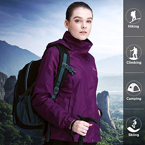 image for CAMEL CROWN Womens Waterproof Rain Jacket Lightweight Hooded Windbreak