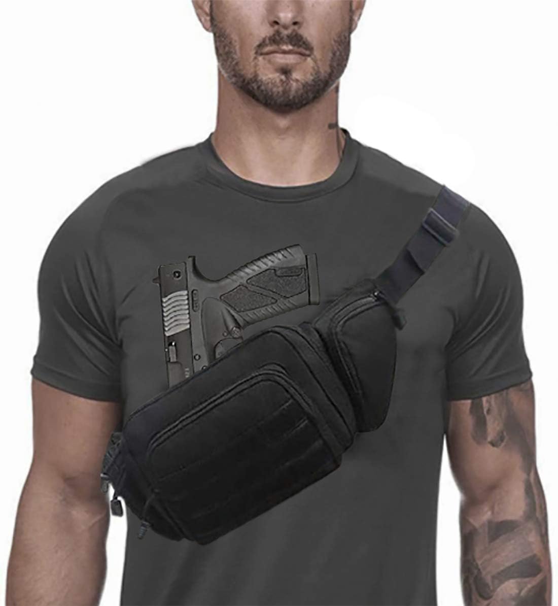DMAIP Tactical Gun Case Concealed Pistol Pouch Carry Waist Bag Portable Handgun Holster Soft Pistol Cases (Black): Sports & Outdoors
